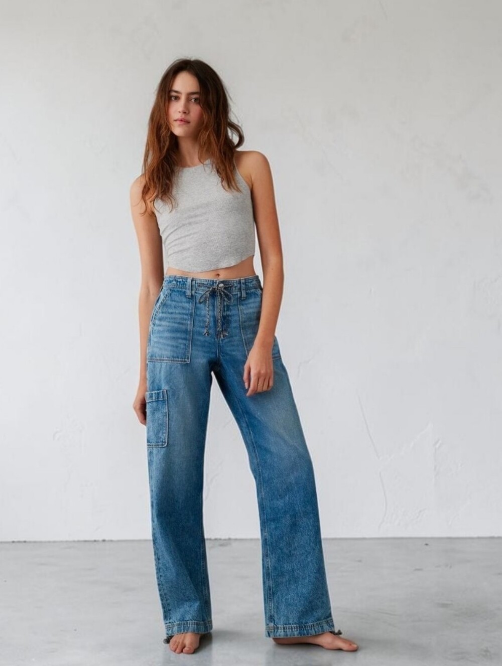 American Eagle AE Dreamy Drape Stretch High Waisted Baggy Cargo Jogger Jeans